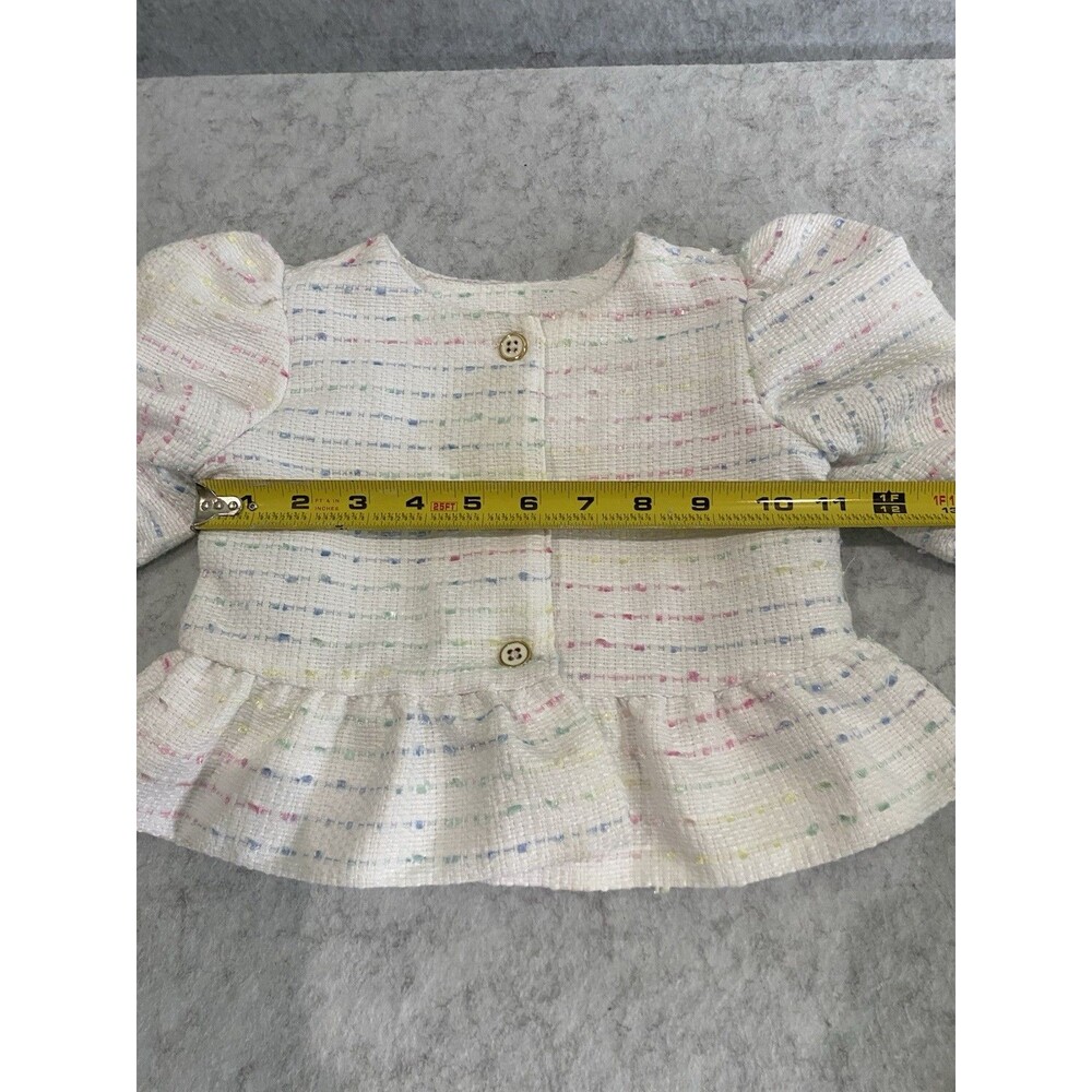 Janie and Jack Girls 2T White Boucle Jacket Blazer Rainbow Outfit Easter Spring - Picture 3 of 7